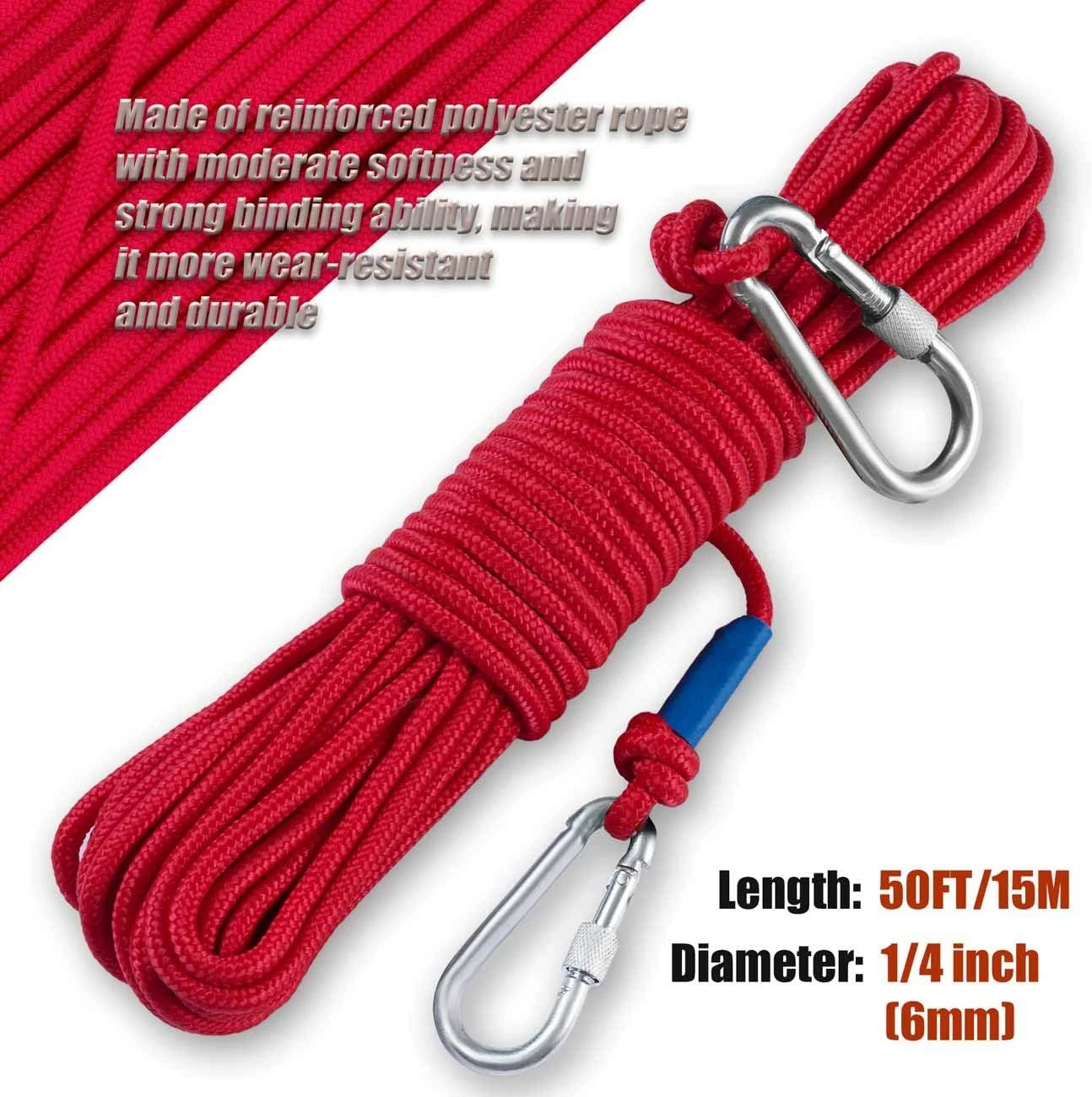 PIOSRTRR 50FT Grapple Hook with Double Carabiner for Outdoors All Sports Outlet - Image 3