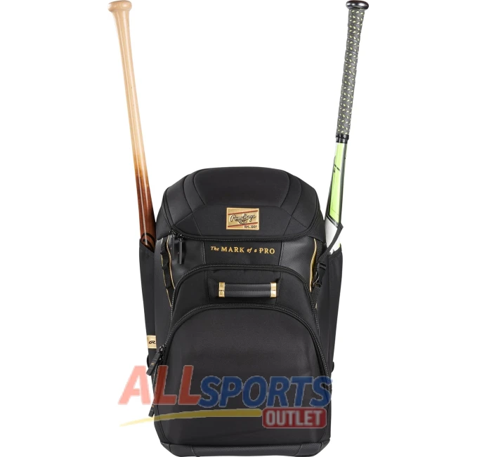 Rawlings Gold Collection Backpack Equipment Bag Black All Sports Outlet