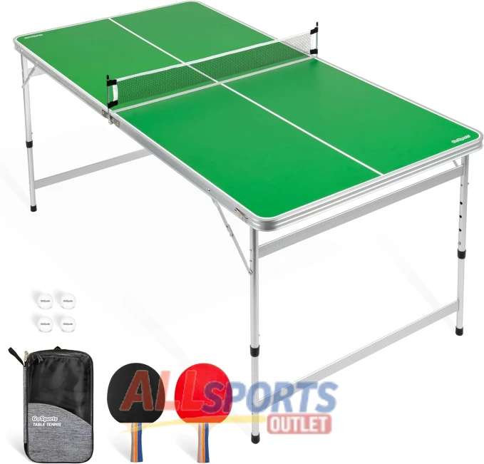 GoSports 6x3 ft Mid-Size Table Tennis Set Adjustable Height