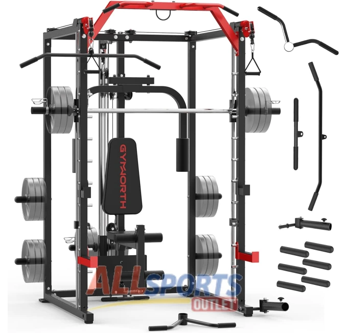 Smith Machine Power Rack Squat Rack with LAT Pulldown All Sports Outlet