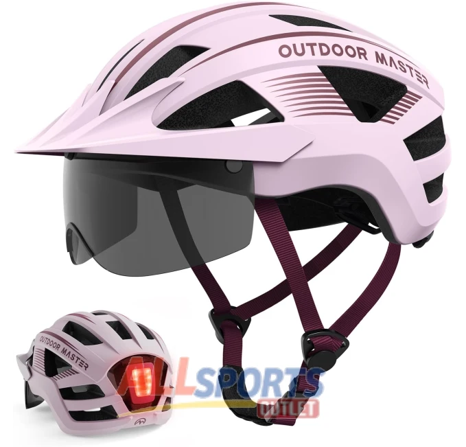 OutdoorMaster Bike Helmet with Rechargeable Light and Detachable Goggles at All Sports Outlet