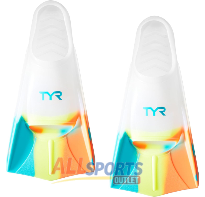 TYR Stryker Silicone Swim Fin Small Orange Teal All Sports Outlet