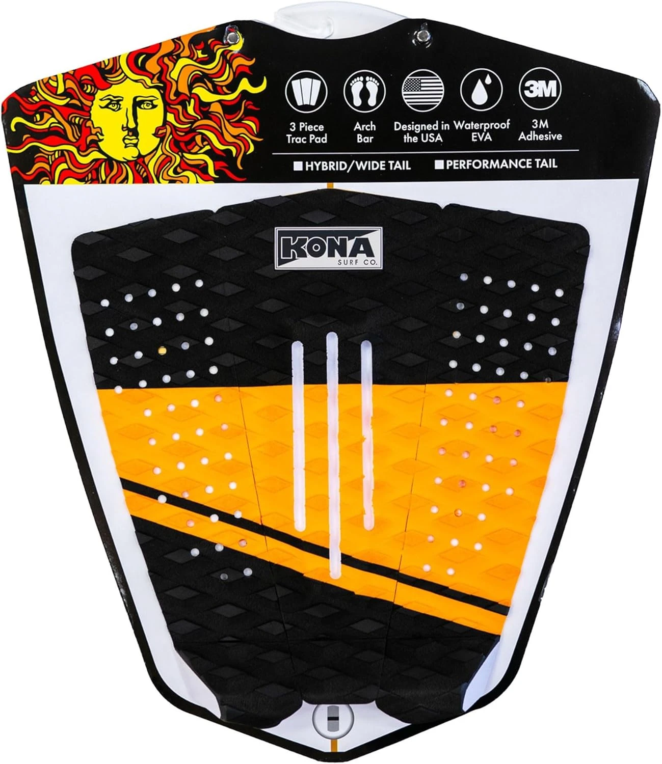 KONA SURF CO. 3 Piece Arch Trac Pad Orange Black All Sports Outlet - Image 3