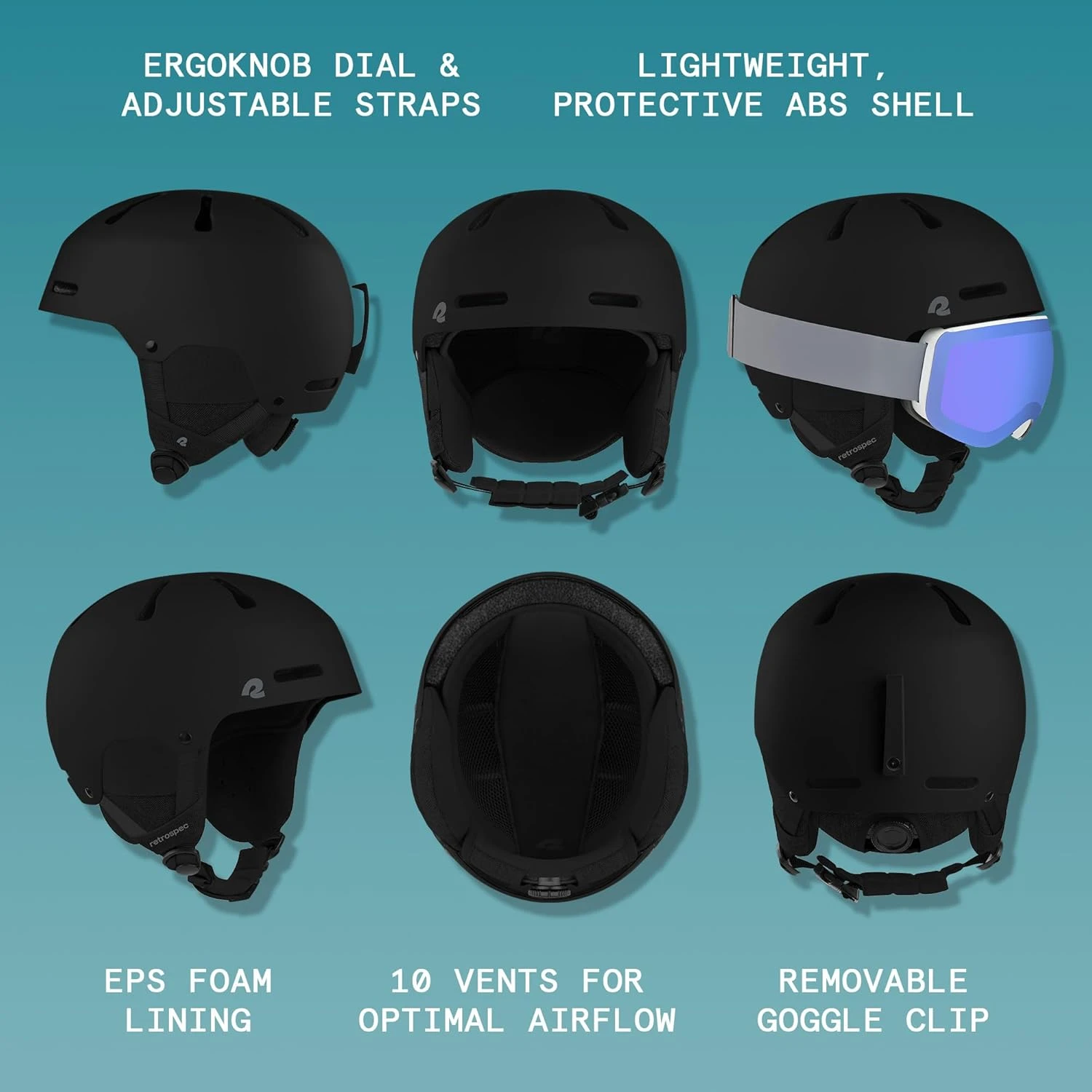 Retrospec Comstock Ski Helmet Adjustable Fit for Snowboarding All Sports Outlet - Image 2