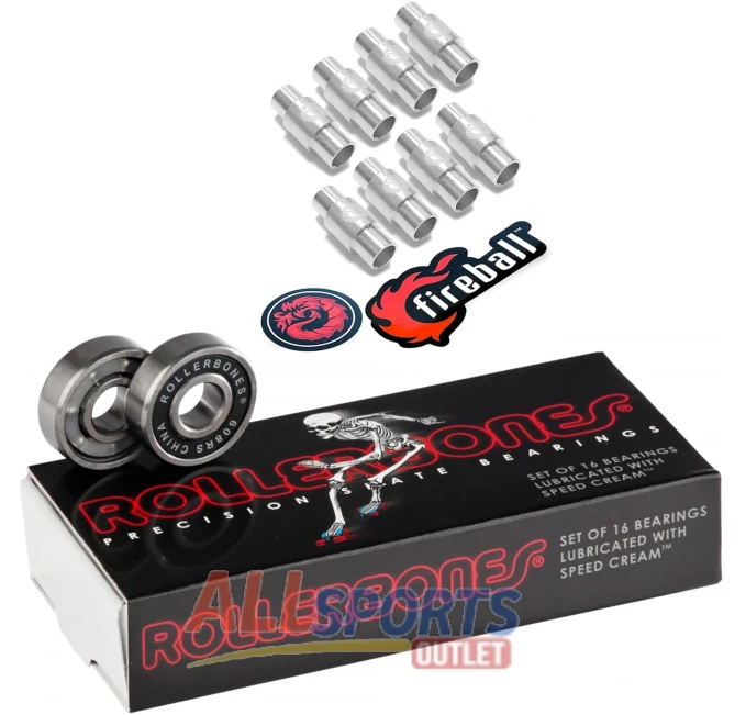Rollerbones Bearings 8mm 16 Pack with Dragon Spacers All Sports Outlet