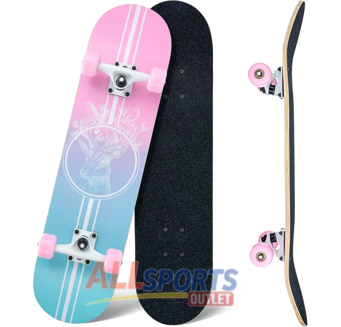 Skateboard 31 x 8 Inch Maple Deck Complete All Sports Outlet