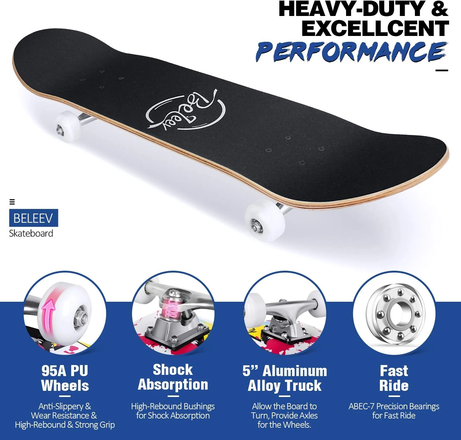 BELEEV 31 Inch Complete Skateboard All Sports Outlet for Kids - Image 5