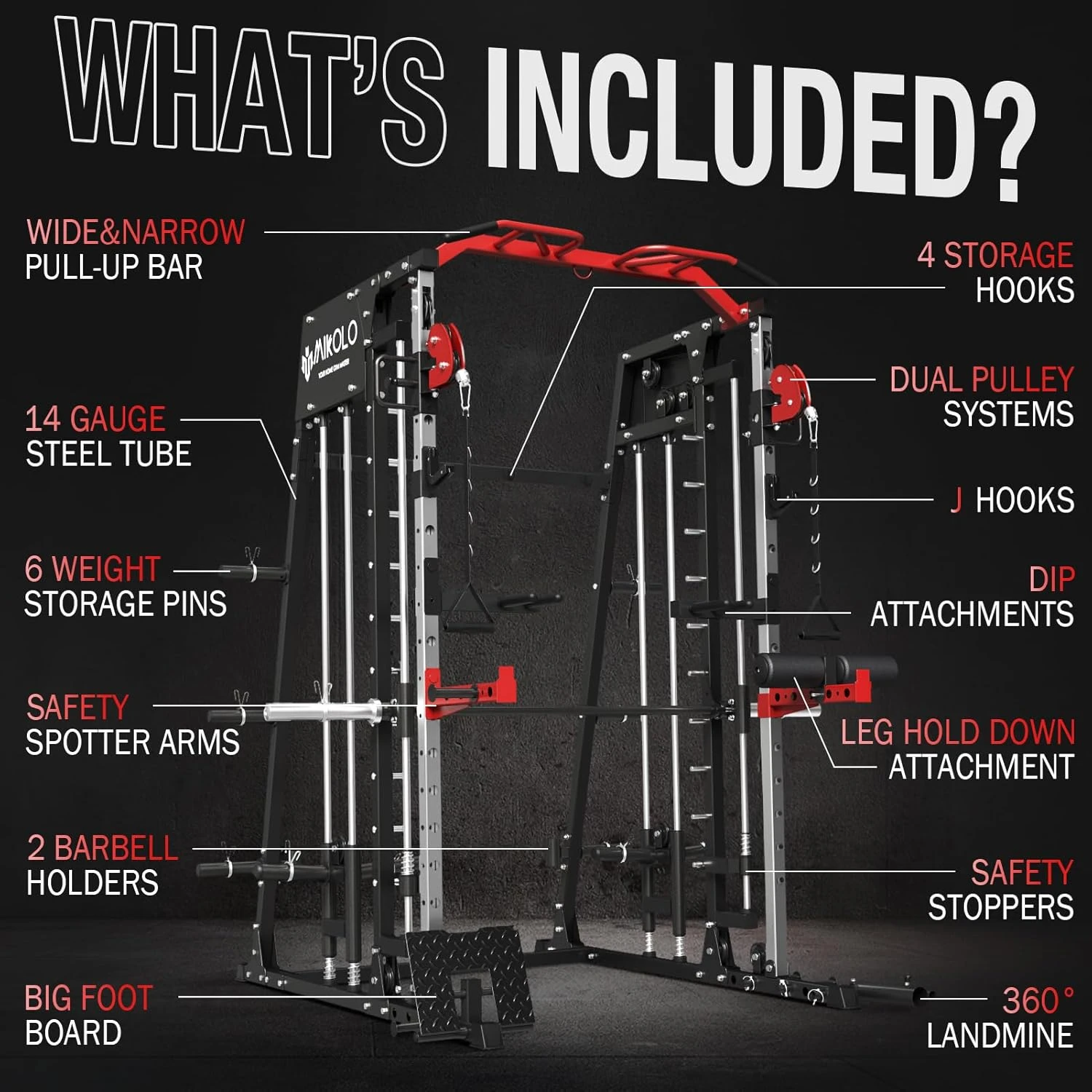 Mikolo Smith Machine Home Gym with Squat Rack All Sports Outlet - Image 2