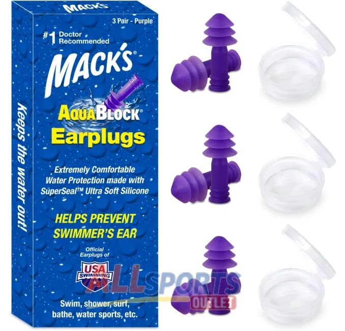 Mack's AquaBlock Waterproof Earplugs for Swimming All Sports Outlet