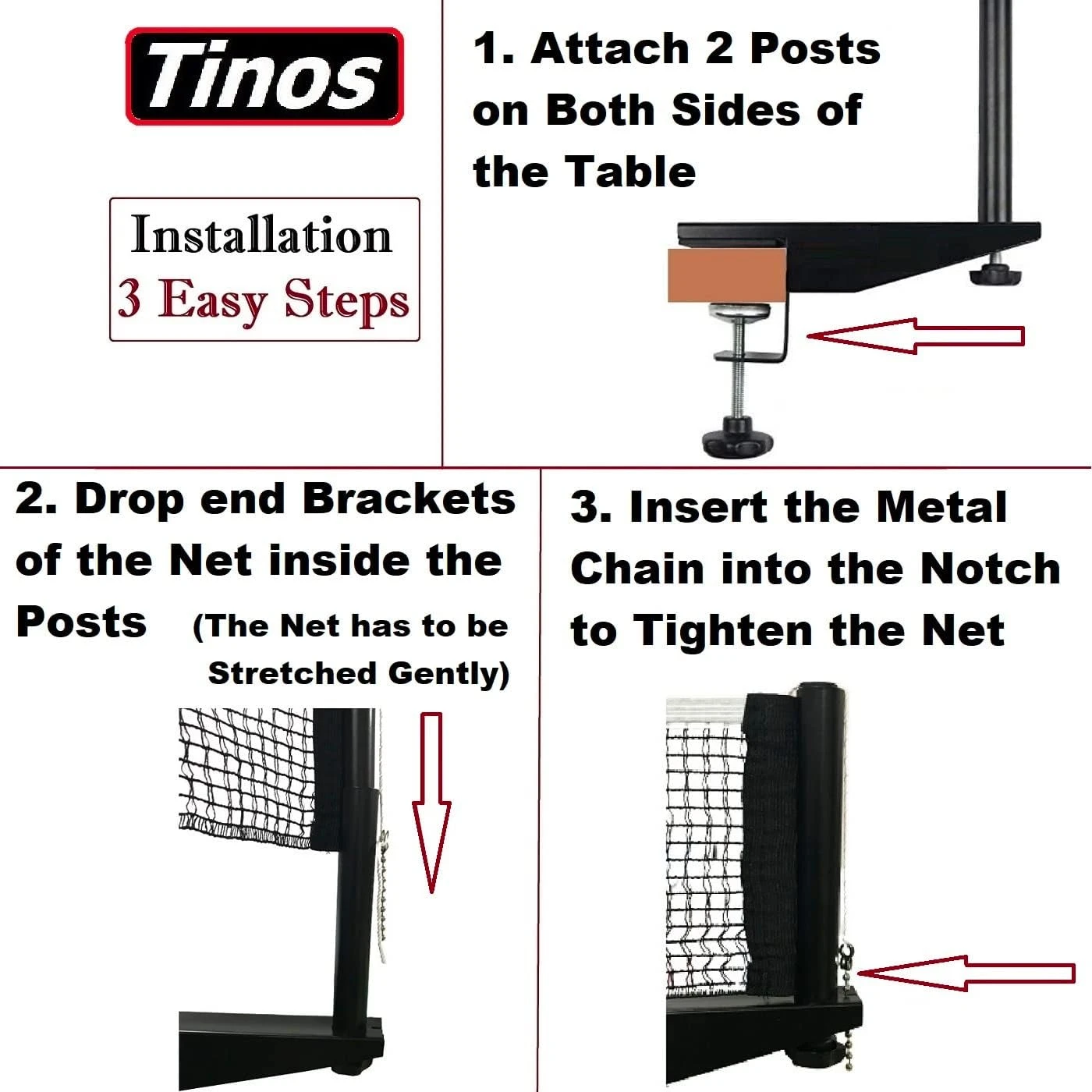 TINOS Ping Pong Net Set Adjustable Height for All Sports Outlet - Image 2