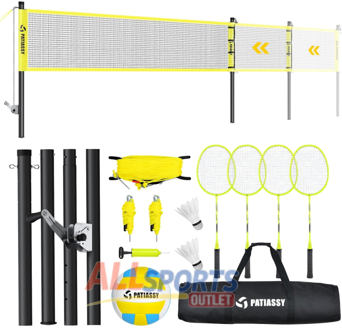 Patiassy Volleyball Badminton Combo Set with Rackets All Sports Outlet