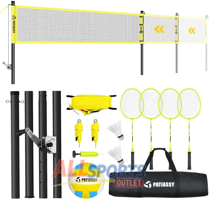 Patiassy Volleyball Badminton Combo Set with Rackets All Sports Outlet