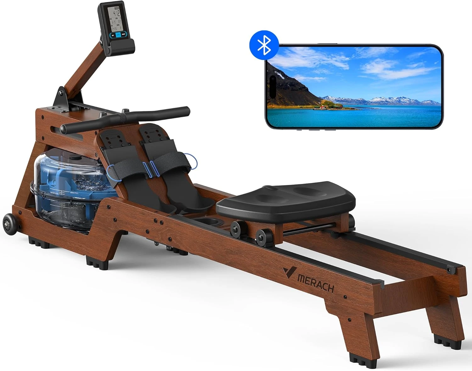MERACH Water Rowing Machines for Home All Sports Outlet with LCD