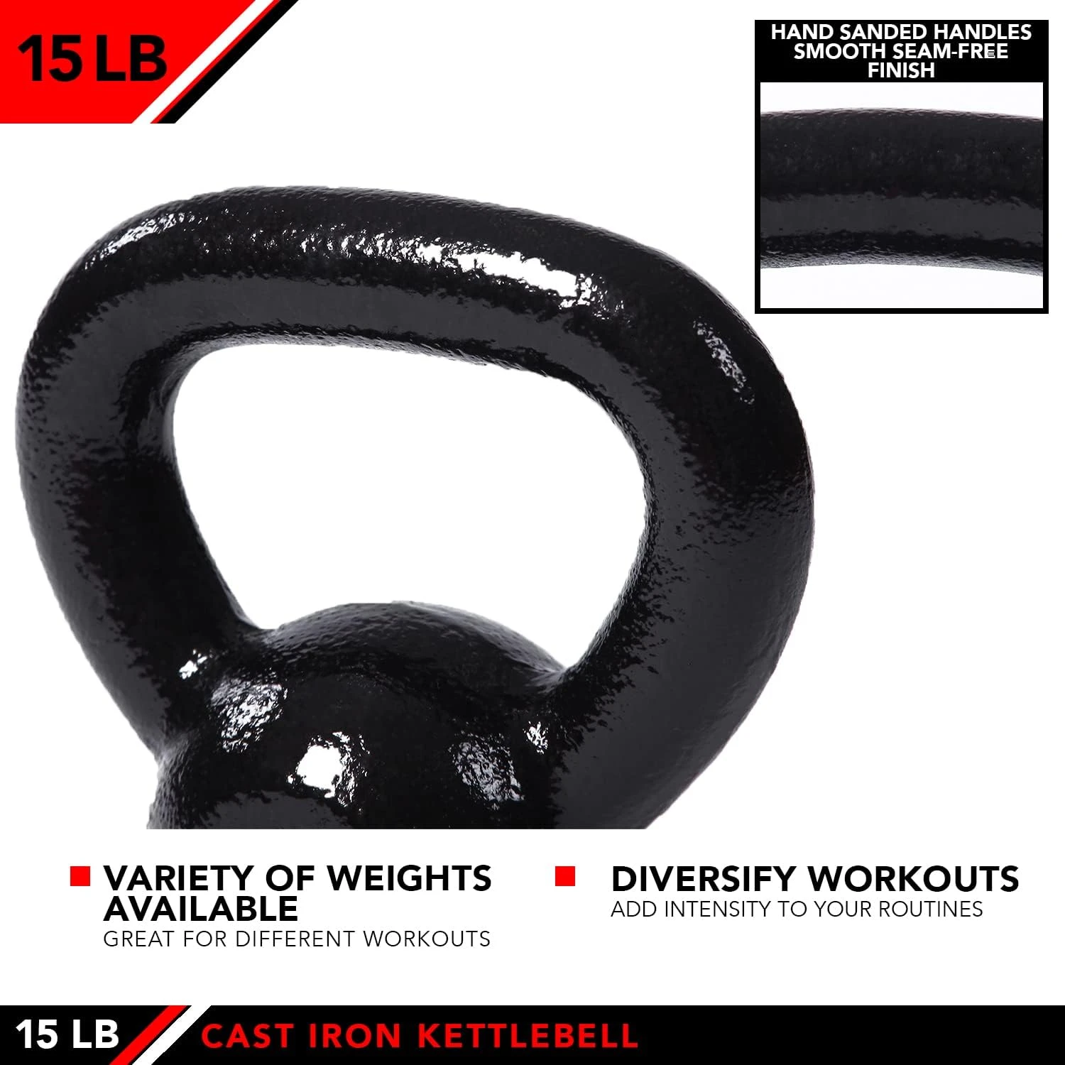 JFIT Cast Iron 15 LB Kettlebell Weight All Sports Outlet - Image 4