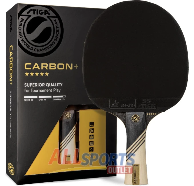 STIGA Carbon Ping Pong Paddle 7-ply 2mm Premium Sponge All Sports Outlet