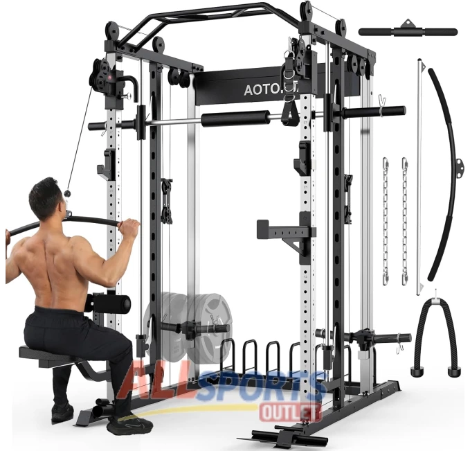 AOTORJAY Smith Machine Strength Training Power Cage All Sports Outlet
