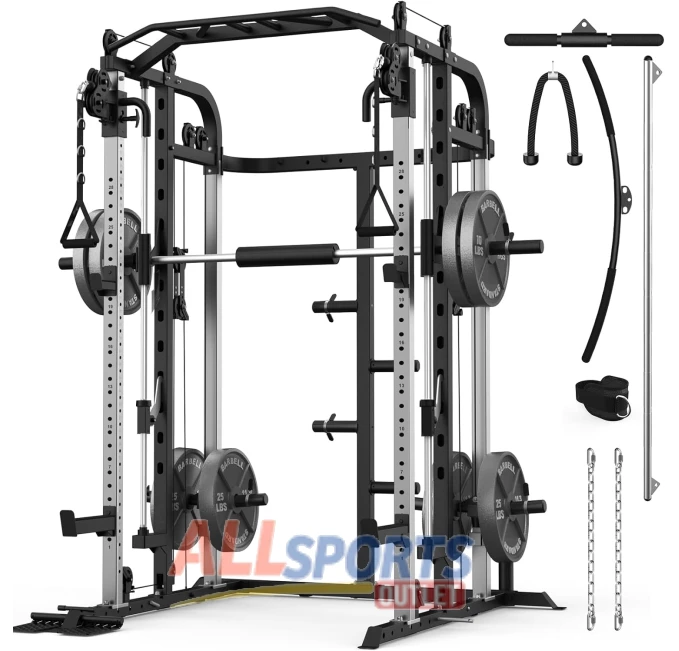 Royal Fitness Power Cage with Smith Machine and Weight Plates All Sports Outlet