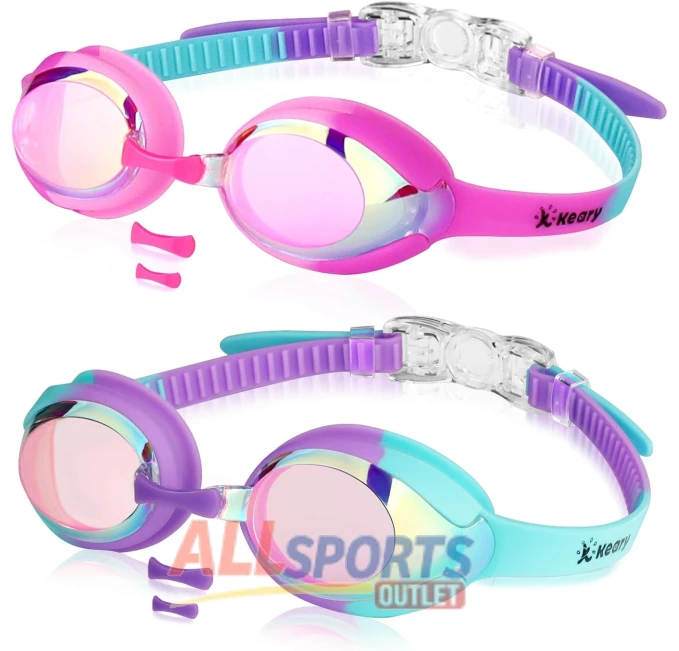Keary 2 Pack Kids Swim Goggles Anti-Fog Waterproof Mirror Lens
