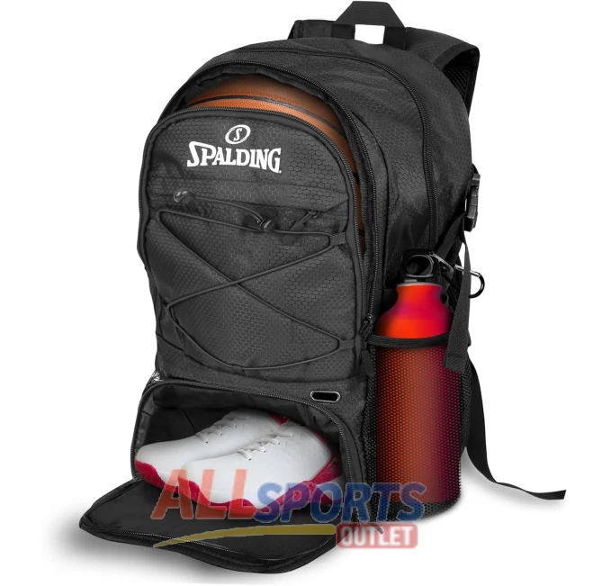 Spalding Basketball Backpack Black with Ball Compartment All Sports Outlet