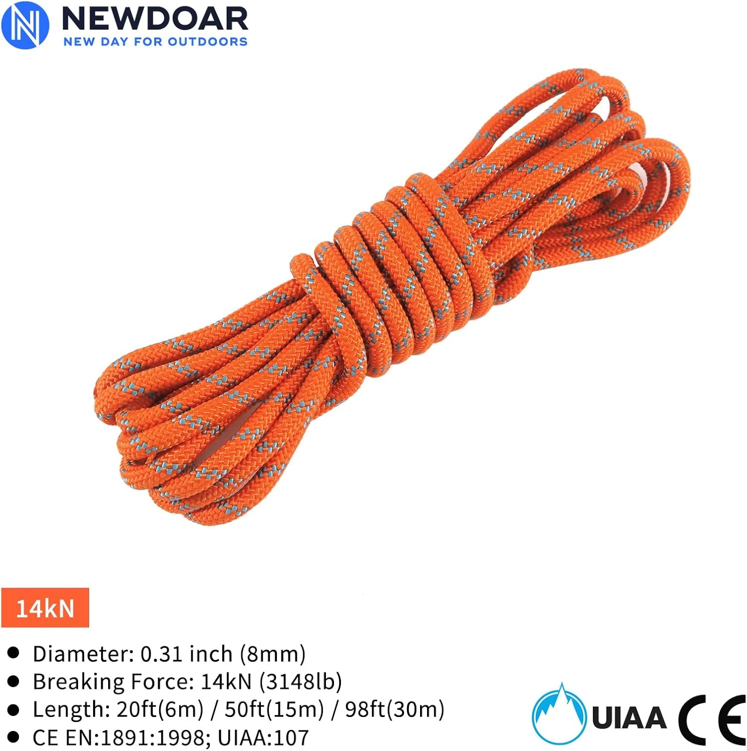 NewDoar Static 8mm Accessory Cord for Mountaineering All Sports Outlet - Image 2