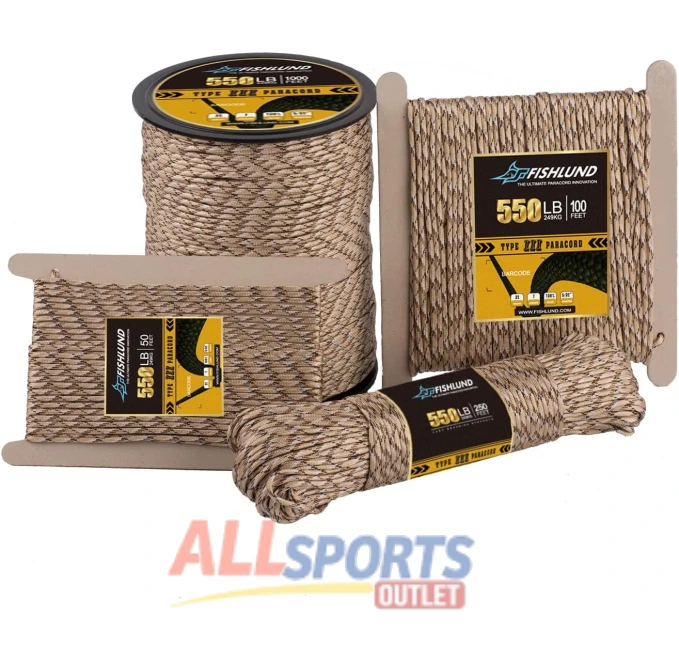 FISHLUND Paracord 550lb 50ft Desert Camo Hiking Survival All Sports Outlet