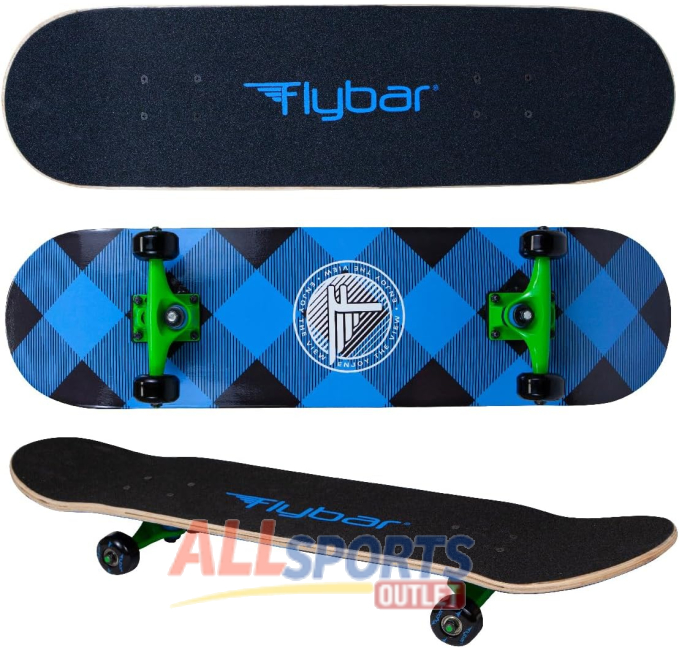 Flybar 31 Inch Kids Skateboard Blue Plaid All Sports Outlet