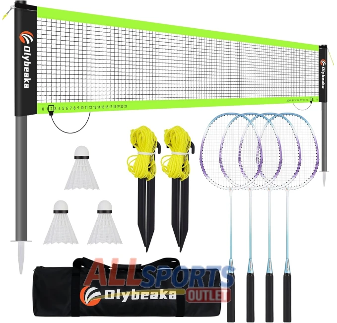Olybeaka Portable Badminton Net Set with Rackets for Backyard All Sports Outlet
