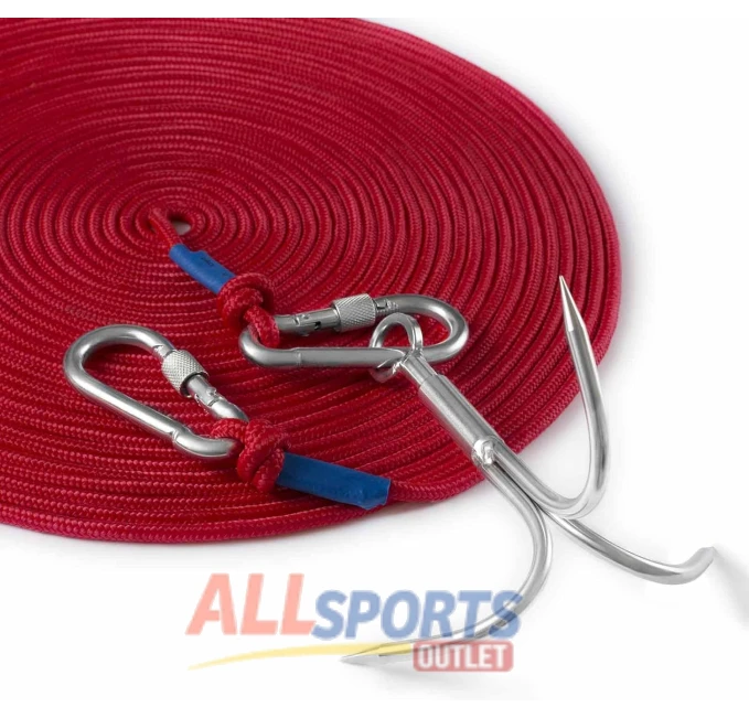 PIOSRTRR 50FT Grapple Hook with Double Carabiner for Outdoors All Sports Outlet