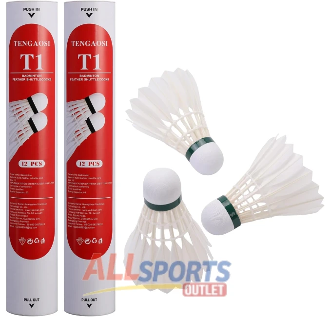TENGAOSI Duck Feather Shuttlecocks Durable Stability Speed 77 Perfect for Indoor Outdoor All Sports Outlet