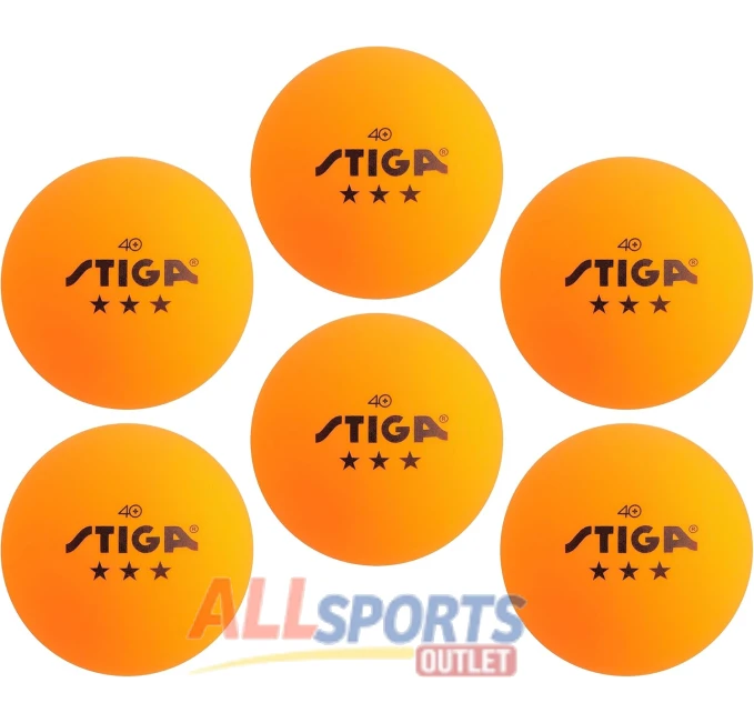 STIGA 6-Pack Orange 3 Star Table Tennis Balls by All Sports Outlet