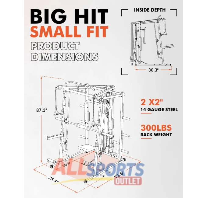 GMWD Smith Machine Squat Rack Cable Crossover All Sports Outlet
