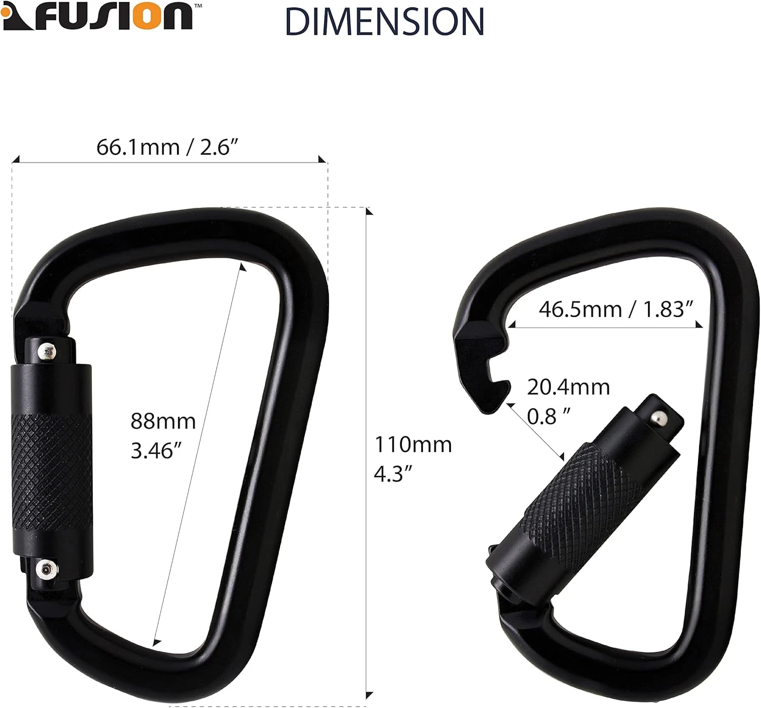 Fusion Climb Auto Locking Carabiner 25KN 5-Pack All Sports Outlet - Image 2