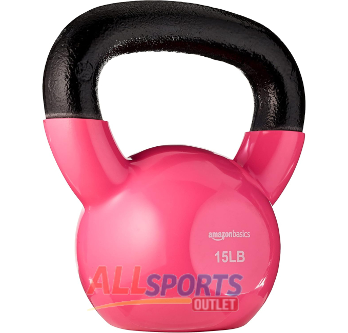 Vinyl Kettlebell 15 Pounds Pink All Sports Outlet Fitness