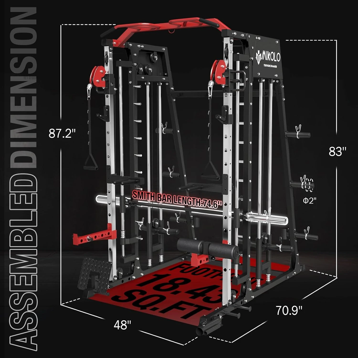 Mikolo Smith Machine Home Gym with Squat Rack All Sports Outlet - Image 3