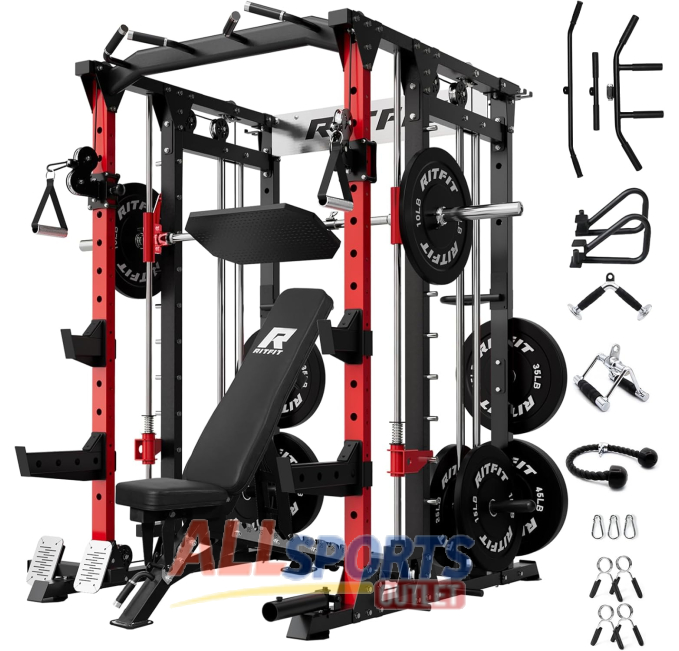 RitFit Buffalo Smith Machine Power Rack with LAT Pulldown All Sports Outlet