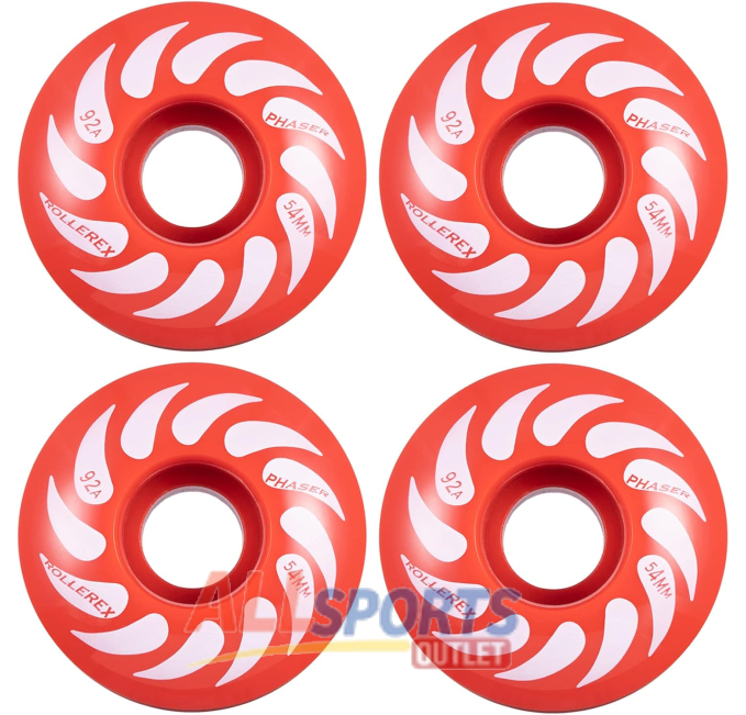 Rollerex Phaser 92A 54mm Rocket Red Skateboard Wheels at All Sports Outlet