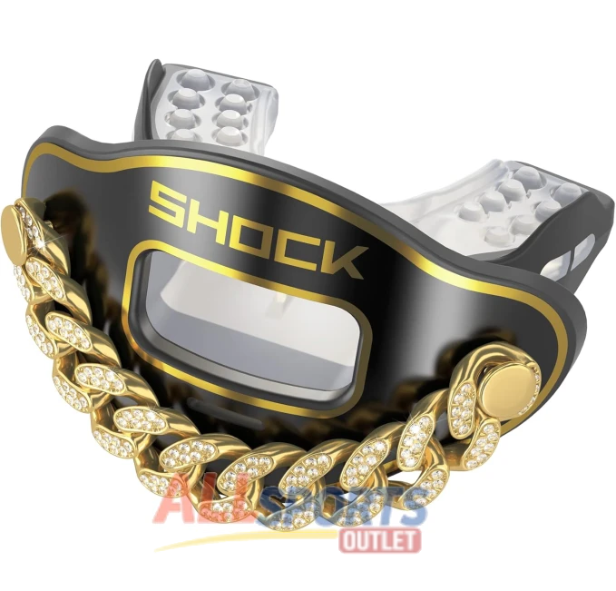 Shock Doctor Max Air Flow 3D Bling Chain Black Gold OSFA All Sports Outlet