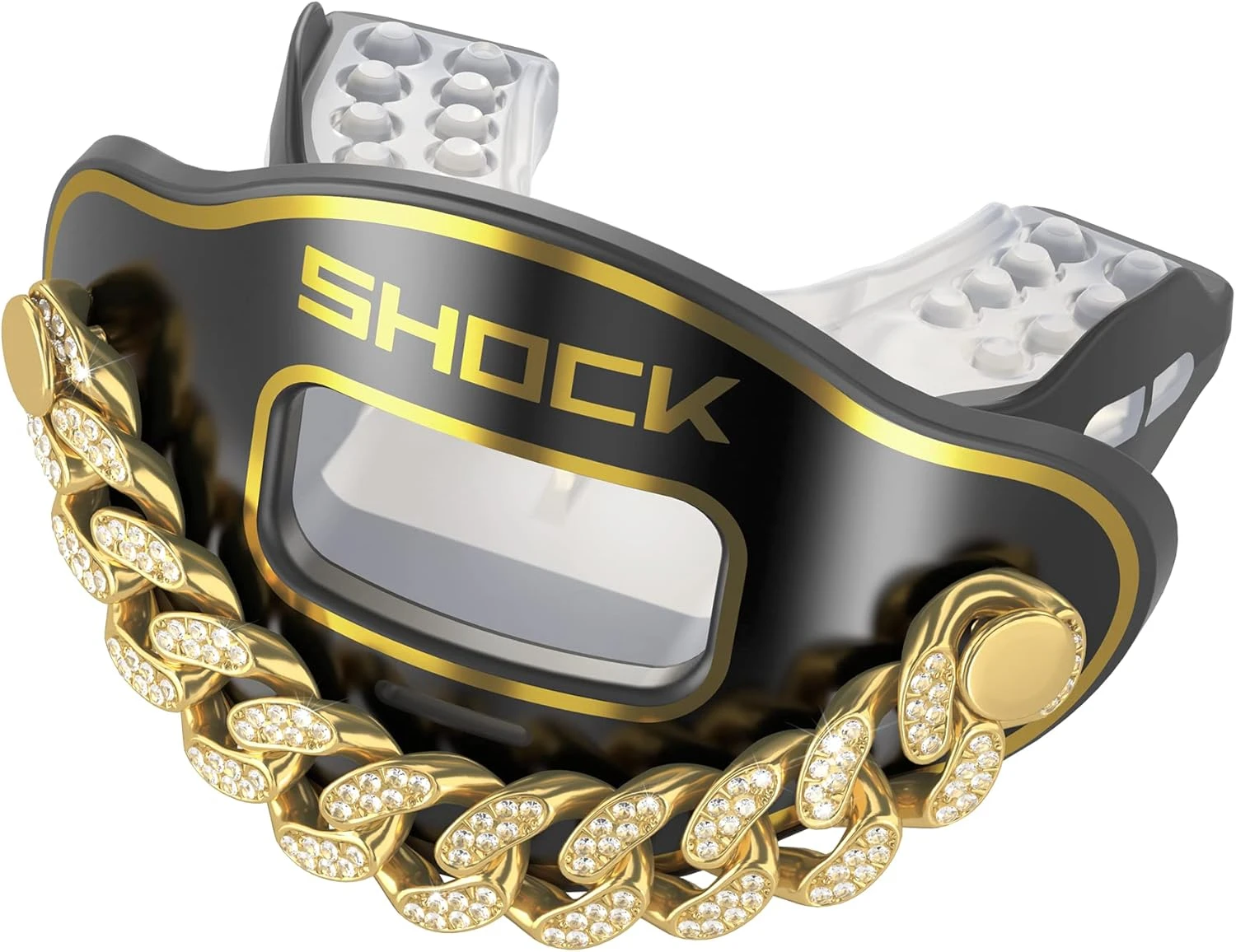 Shock Doctor Max Air Flow 3D Bling Chain Black Gold OSFA All Sports Outlet