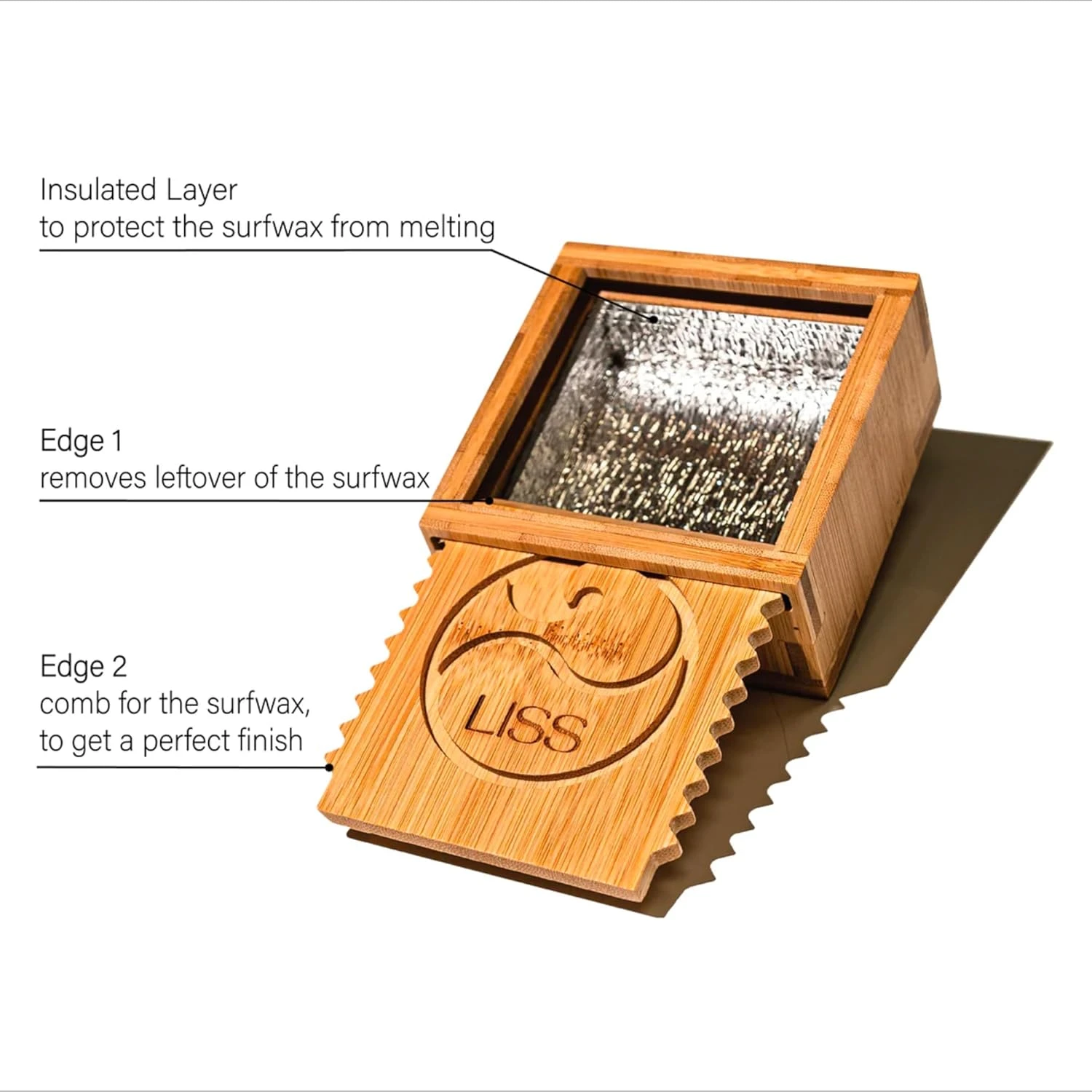 Living in Sunshine Surf Wax Box Insulated Bamboo Holder All Sports Outlet - Image 2