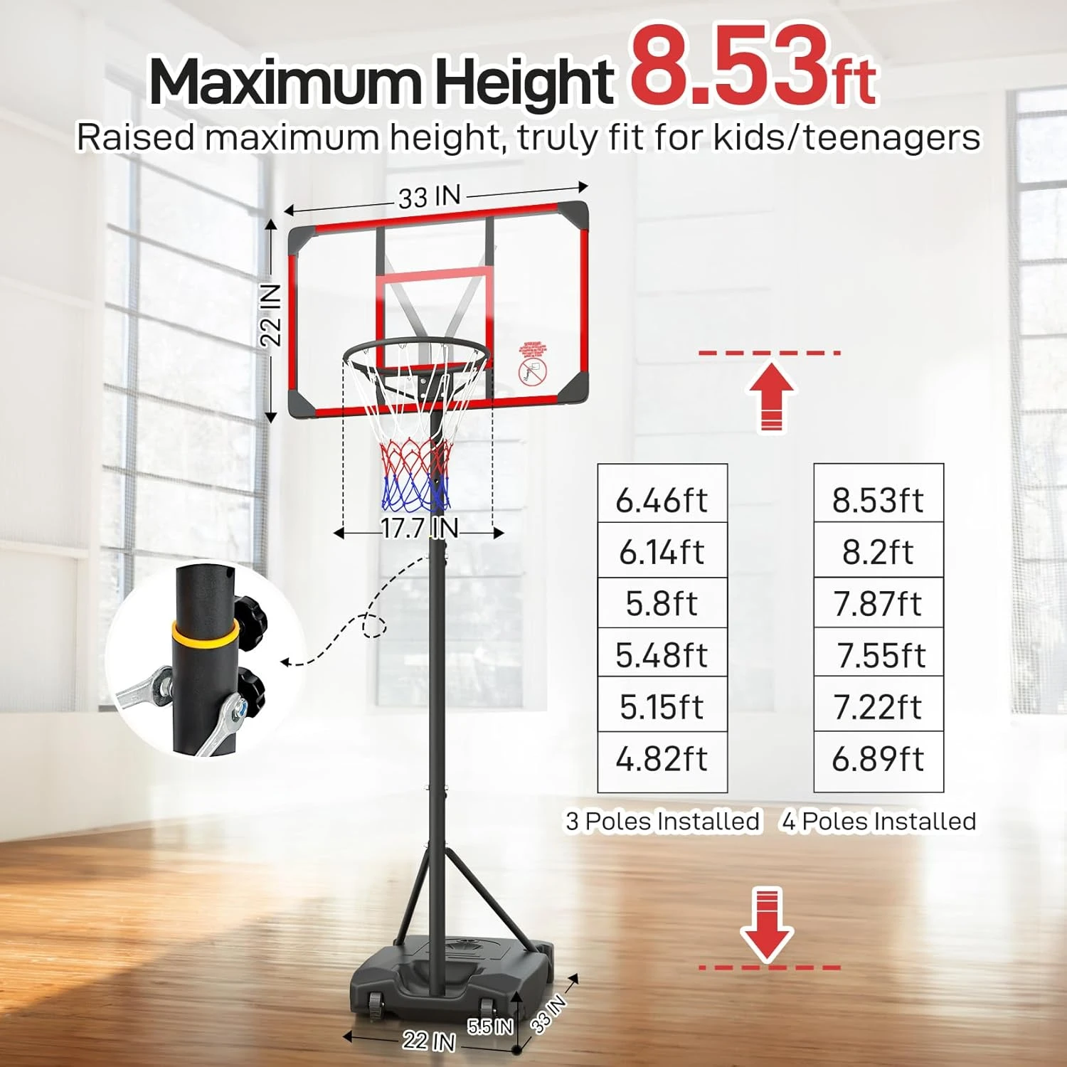 Yohood Kids Basketball Hoop with Enlarged Base All Sports Outlet - Image 2