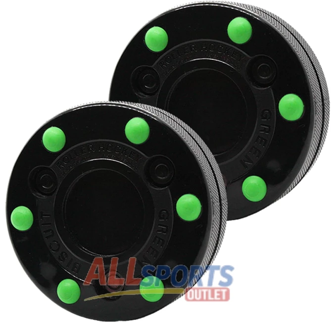 Green Biscuit Roller Hockey Puck 2 Pack All Sports Outlet
