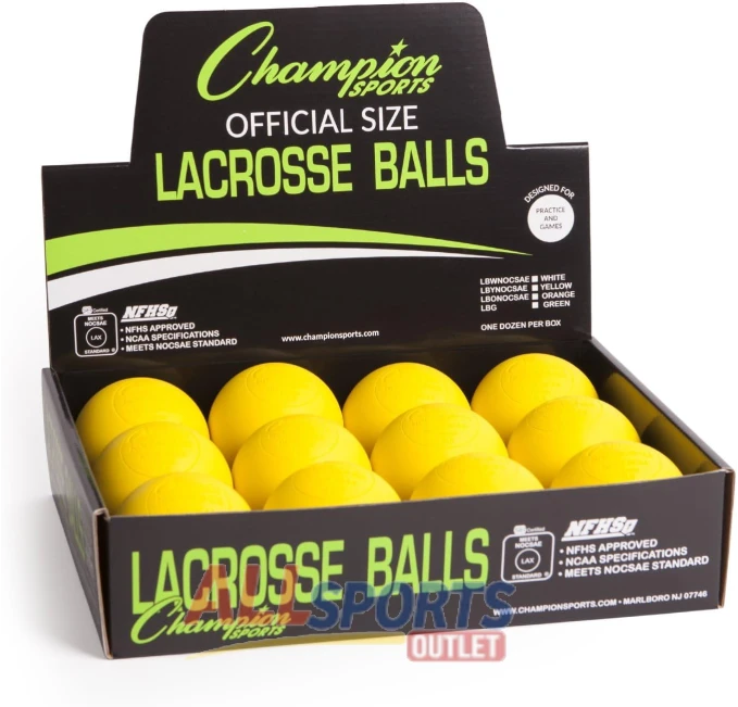 Champion Sports Official Size Yellow Lacrosse Balls 12 Pack All Sports Outlet