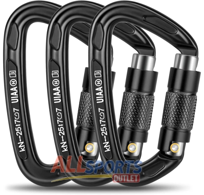T-Fly Auto Locking Carabiner Clips 25KN Heavy Duty All Sports Outlet