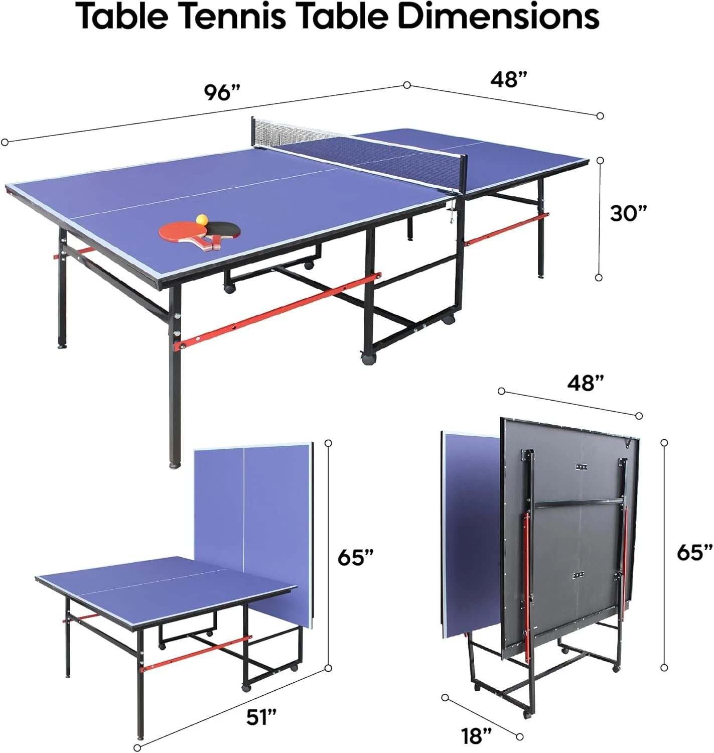 Mid-Size Ping Pong Table All Sports Outlet Foldable & Portable - Image 2