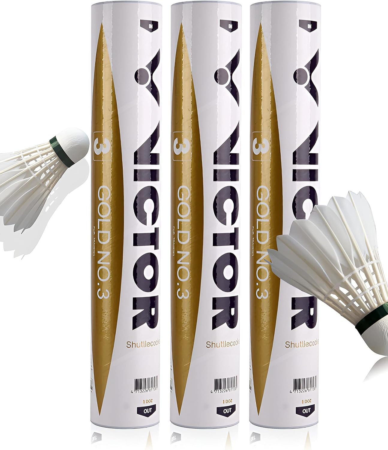 Victor Gold No3 Feather Badminton Birdies 12-Pack All Sports Outlet