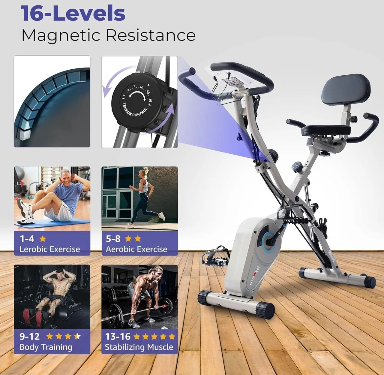 Exercise Bike Stationary All Sports Outlet 330LB Capacity Gray - Image 2