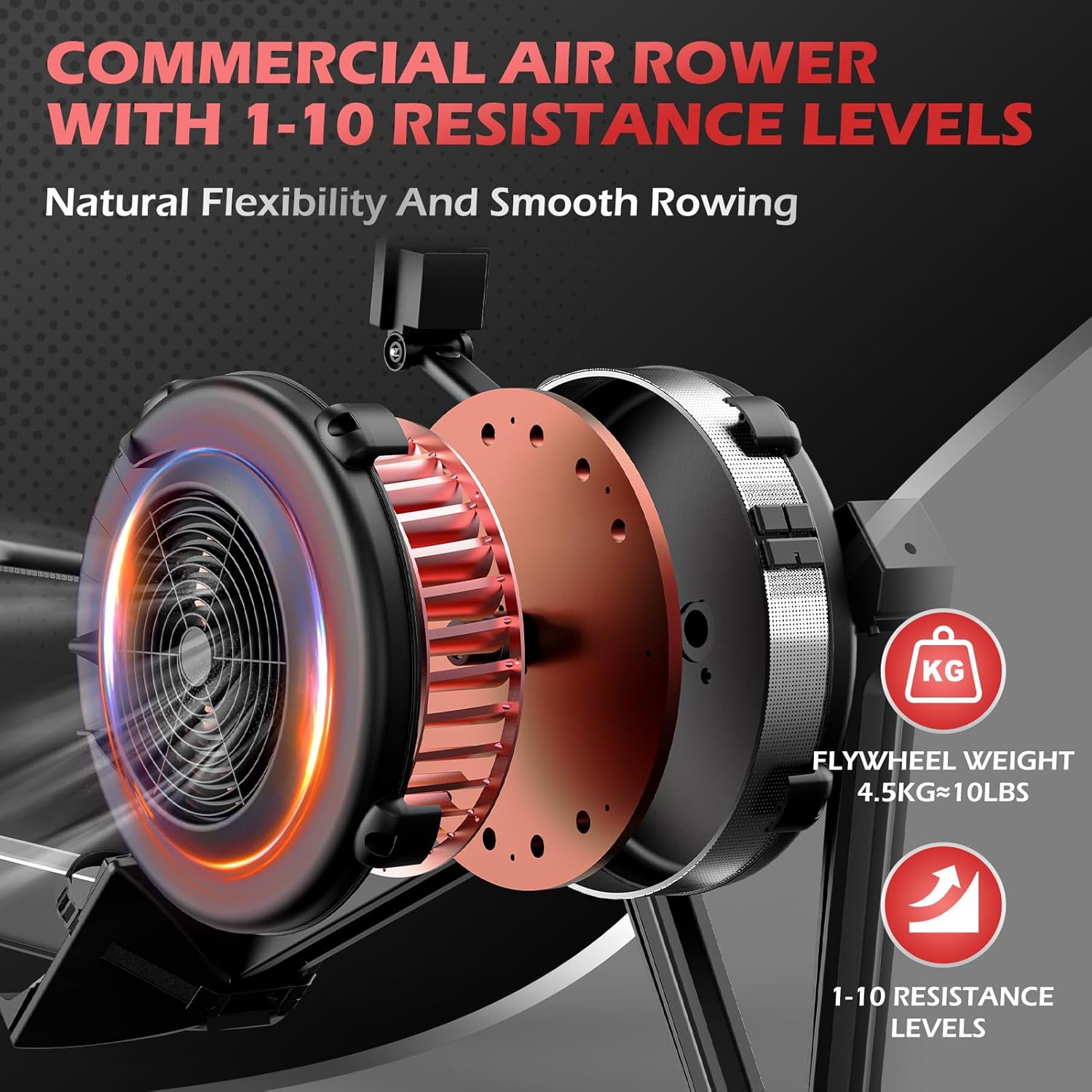 PASYOU Air Magnetic Rowing Machine 10-Level Resistance 350lb All Sports Outlet - Image 2