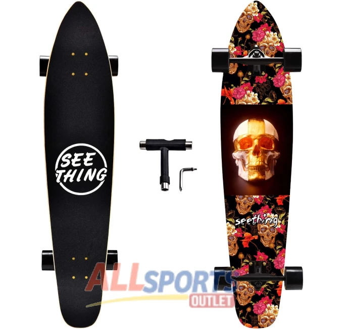 42 Inch Longboard Complete Cruiser Skull Heads All Sports Outlet