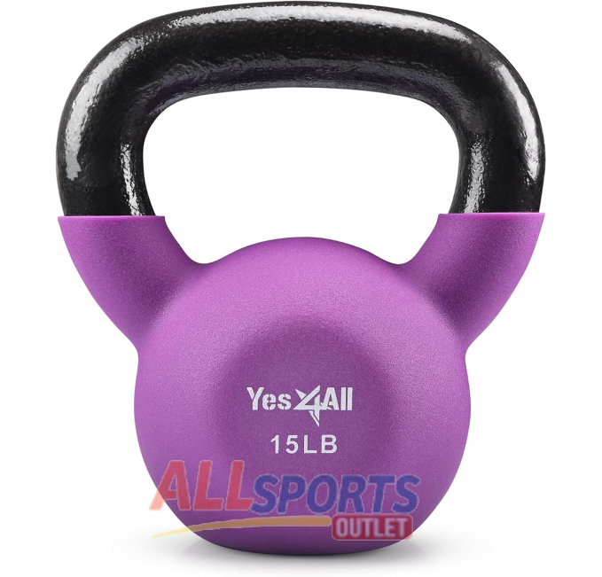 Yes4All Neoprene Coated Kettlebell 15lb Set All Sports Outlet