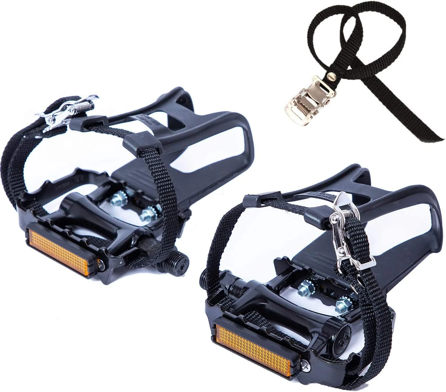 YBEKI Bike Pedals with Clips and Straps 9/16 Inch All Sports Outlet for Exercise Bike and Outdoor Bicycles